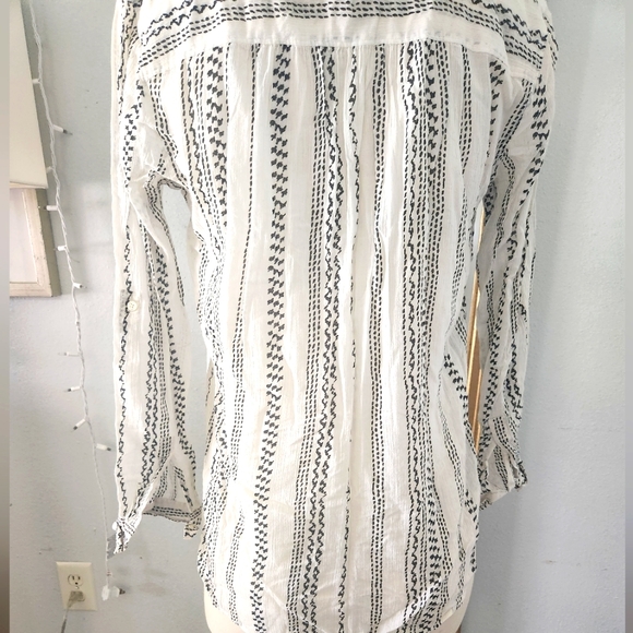 White Boho Losefitted Shirt Anne Taylor Loft - Picture 5 of 6